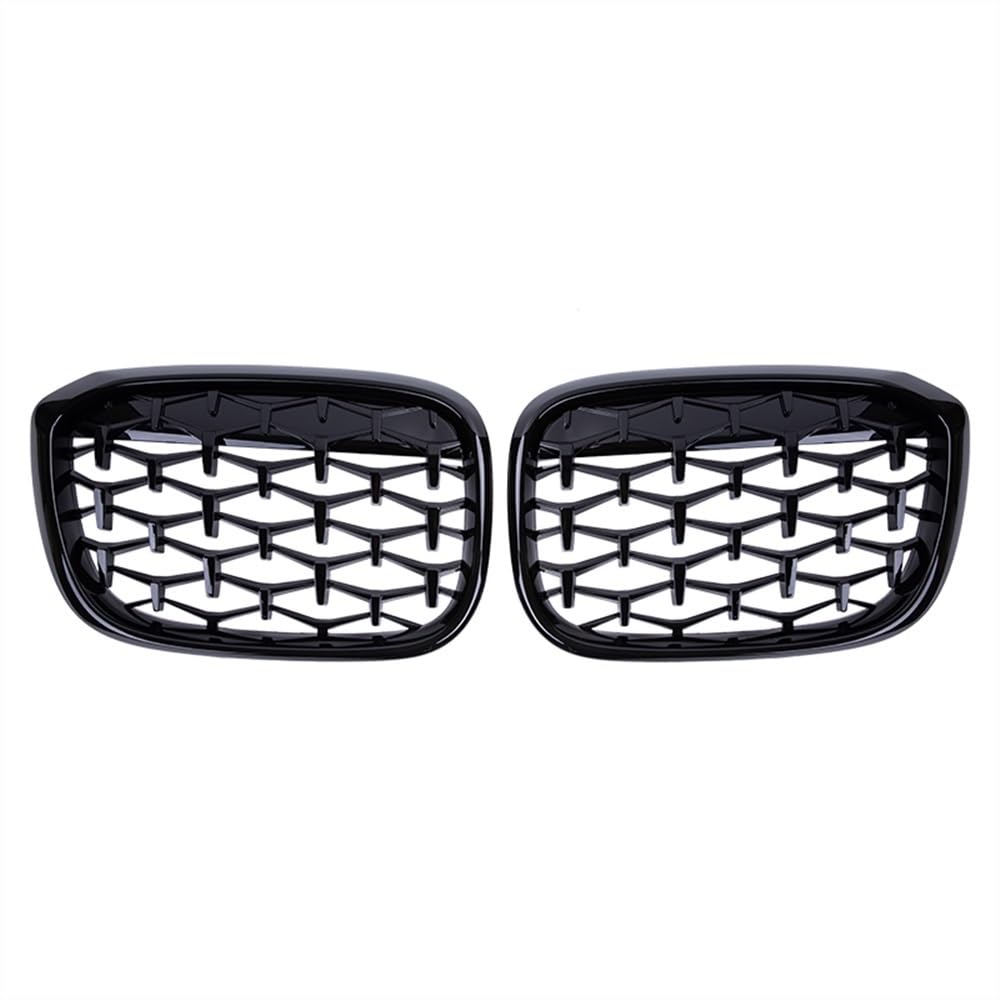 Fuicotto Auto Kühlergitter 2 Stücke Für BM&W X3 G01 G08 X4 G02 2018 2019 2020 Auto Vorderen Stoßfänger Grill Trim Racing Gitter Diamant Niere Grille Glänzend(Schwarz glänzend) von Fuicotto