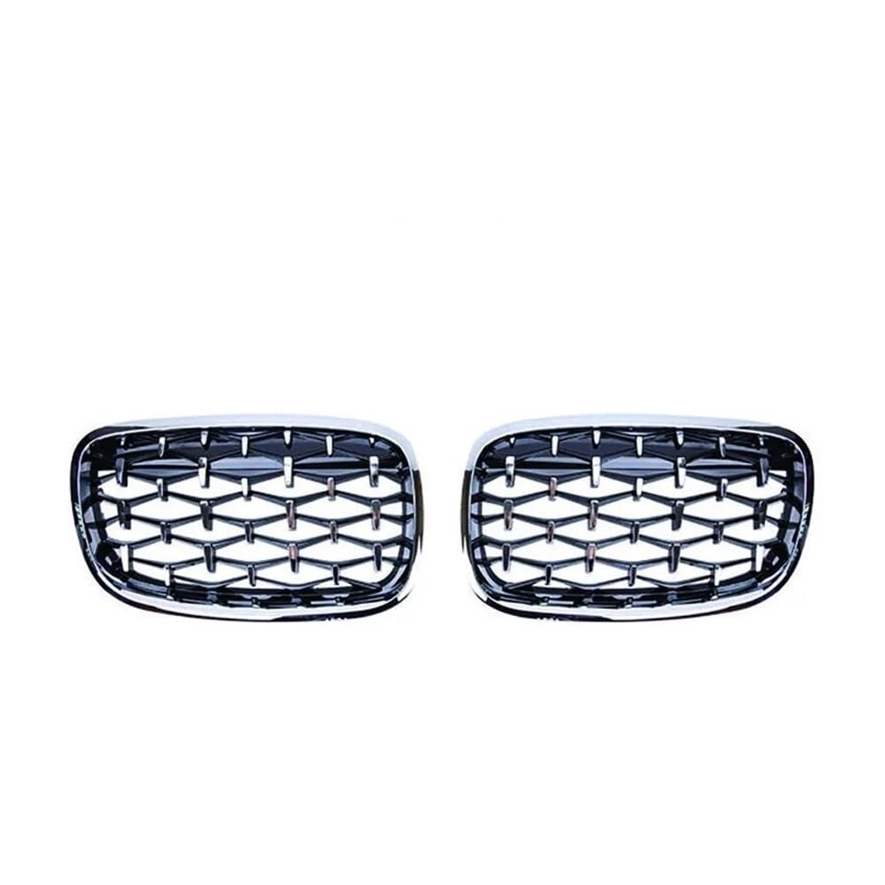 Fuicotto Auto Kühlergitter 2PCS Auto Racing Grills Diamant Nieren Grille Für BM&W Für X5 X6 E70 E71 2006-2012 2013 Chrome Meteor Stil Frontschürze Grill(Full Silver) von Fuicotto