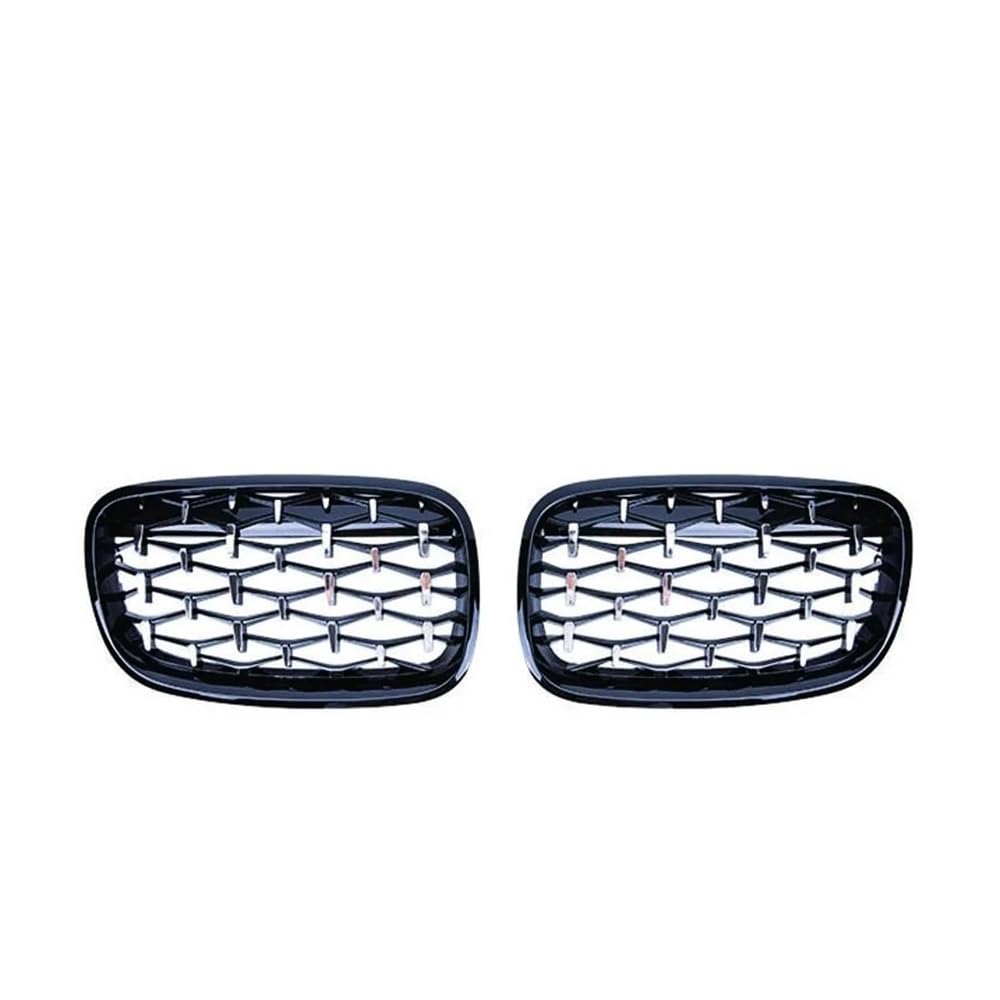 Fuicotto Auto Kühlergitter 2PCS Auto Racing Grills Diamant Nieren Grille Für BM&W Für X5 X6 E70 E71 2006-2012 2013 Chrome Meteor Stil Frontschürze Grill(Silver and Black) von Fuicotto