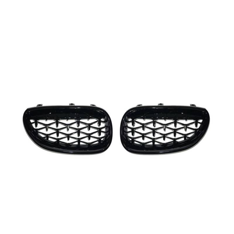 Fuicotto Auto Kühlergitter 2PCS Frontschürze Grills Racing Grill Diamant Nieren Grille Für BM&W Für E60 E61 550i 535i 2004 2005 2006 2007 2008 2009 Auto Meteor Stil(Glossy Black) von Fuicotto