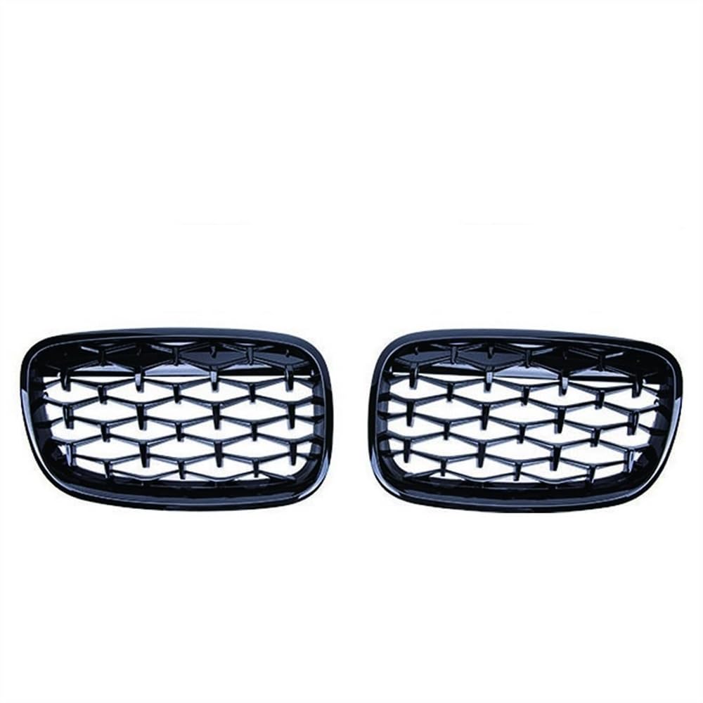 Fuicotto Auto Kühlergitter 2PCS Für BM&W X5 X6 E70 E71 2006-2010 2011 2012 2013 Racing Grills Diamant Nieren Grille Chrom Meteor Stil Frontschürze Grill(Schwarz glänzend) von Fuicotto