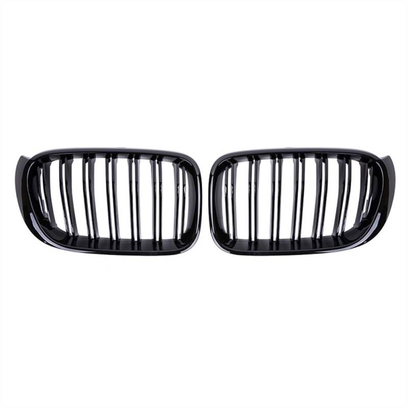 Fuicotto Auto Kühlergitter Auto Front Niere Grills Racing Grill Für BM&W X3 F25 X4 F26 2014-2017 Glanz Schwarz Dual Lamellen Gitter ABS Zubehör(Schwarz glänzend) von Fuicotto