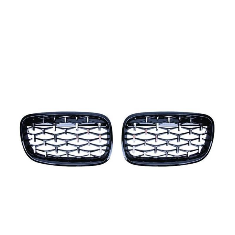 Fuicotto Auto Kühlergitter Auto Frontschürze Mesh Grill Diamant Nieren Grille Für BM&W Für X5 X6 E70 E71 2008 2009 2010 2011 2012 2013 Chrome Meteor Stil Grills(Black and Silver) von Fuicotto