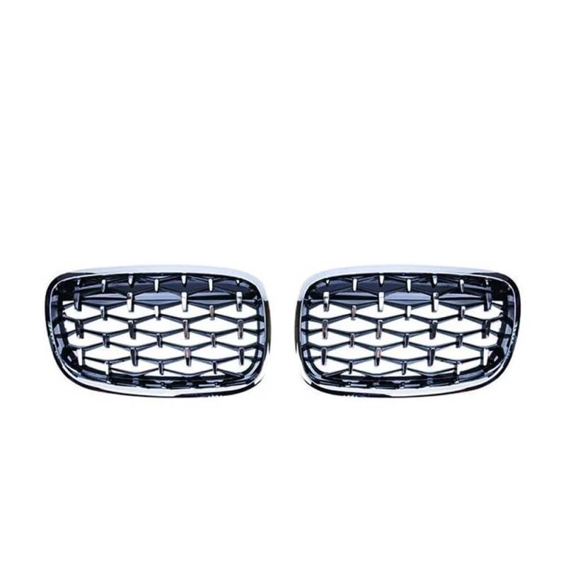 Fuicotto Auto Kühlergitter Auto Frontschürze Mesh Grill Diamant Nieren Grille Für BM&W Für X5 X6 E70 E71 2008 2009 2010 2011 2012 2013 Chrome Meteor Stil Grills(Silver) von Fuicotto