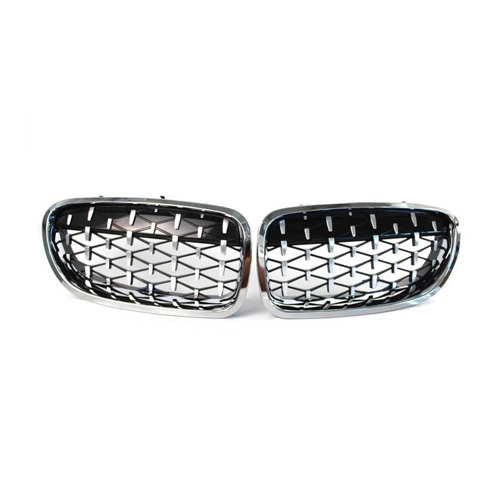 Fuicotto Auto Kühlergitter Auto Vorderen Stoßfänger Niere Grille Für BM&W Für F10 F18 520i 525i 2010-2014 2015 2016 Diamant Stil Racing Auto Grills ABS(Full Silver) von Fuicotto