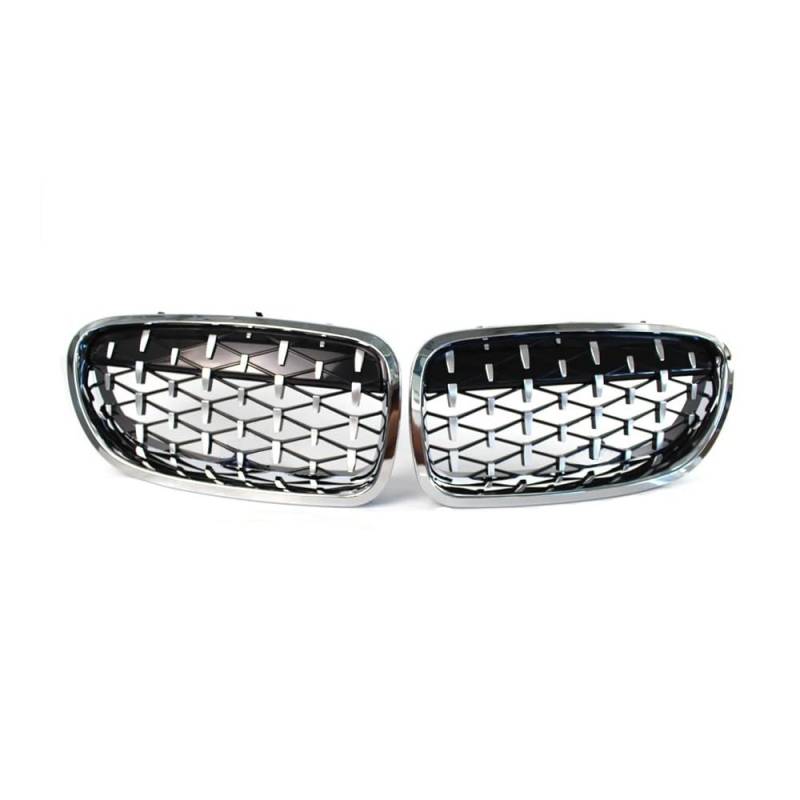 Fuicotto Auto Kühlergitter Auto Vorderen Stoßfänger Niere Grille Für BM&W Für F10 F18 520i 525i 2010-2014 2015 2016 Diamant Stil Racing Auto Grills ABS(Full Silver) von Fuicotto