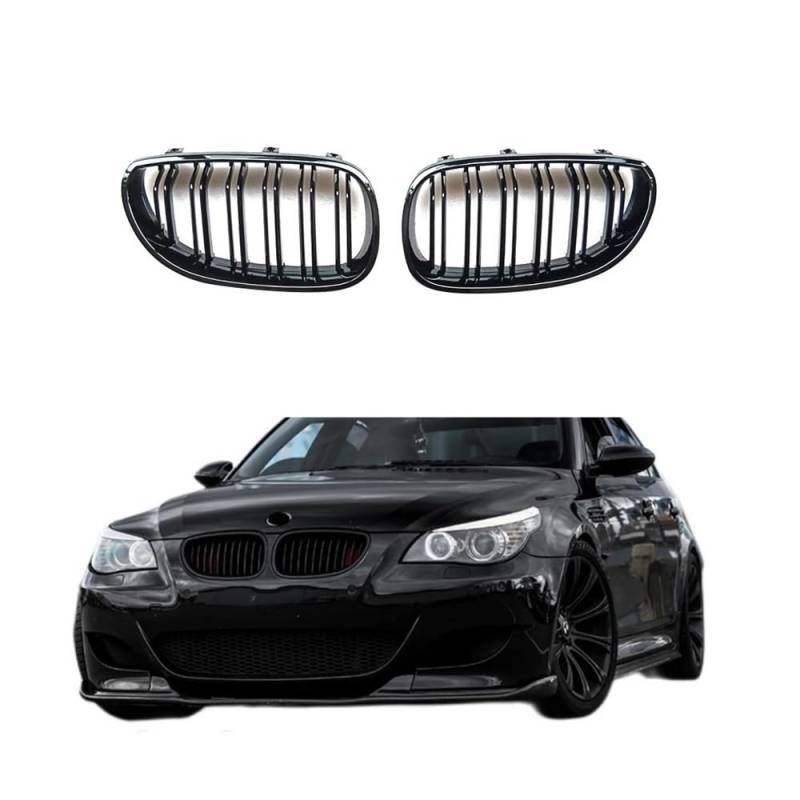 Fuicotto Auto Kühlergitter Auto Vorderen Stoßfänger Nierengrill Grill Haube Mesh Doppel Linie Für BM&W Für E60 M5 E61 545i 550i 535i 2003-2010 Für 5 Serie Refit Body Kit von Fuicotto