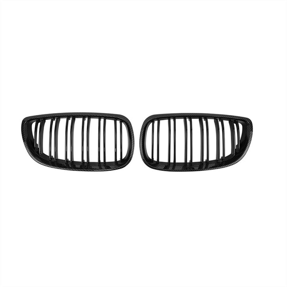 Fuicotto Auto Kühlergitter Carbon Fiber Car Front Bumper Grilles Für BM&W 3 Serie E92 E93 M3 Racing Grill Niere Dual Line Glänzend Grille 2006 2007 2008 2009(Kohlefaser) von Fuicotto