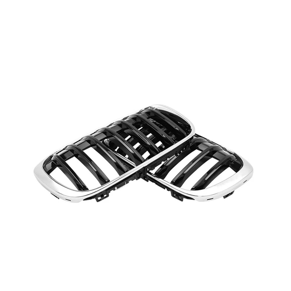 Fuicotto Auto Kühlergitter Chrome Grille Auto Front Niere Stoßstange Grill Racing Gitter Für BM&W Für X1 F48 F49 2016 2017 2018 2019 Silber Rahmen Schwarz Core Grills von Fuicotto