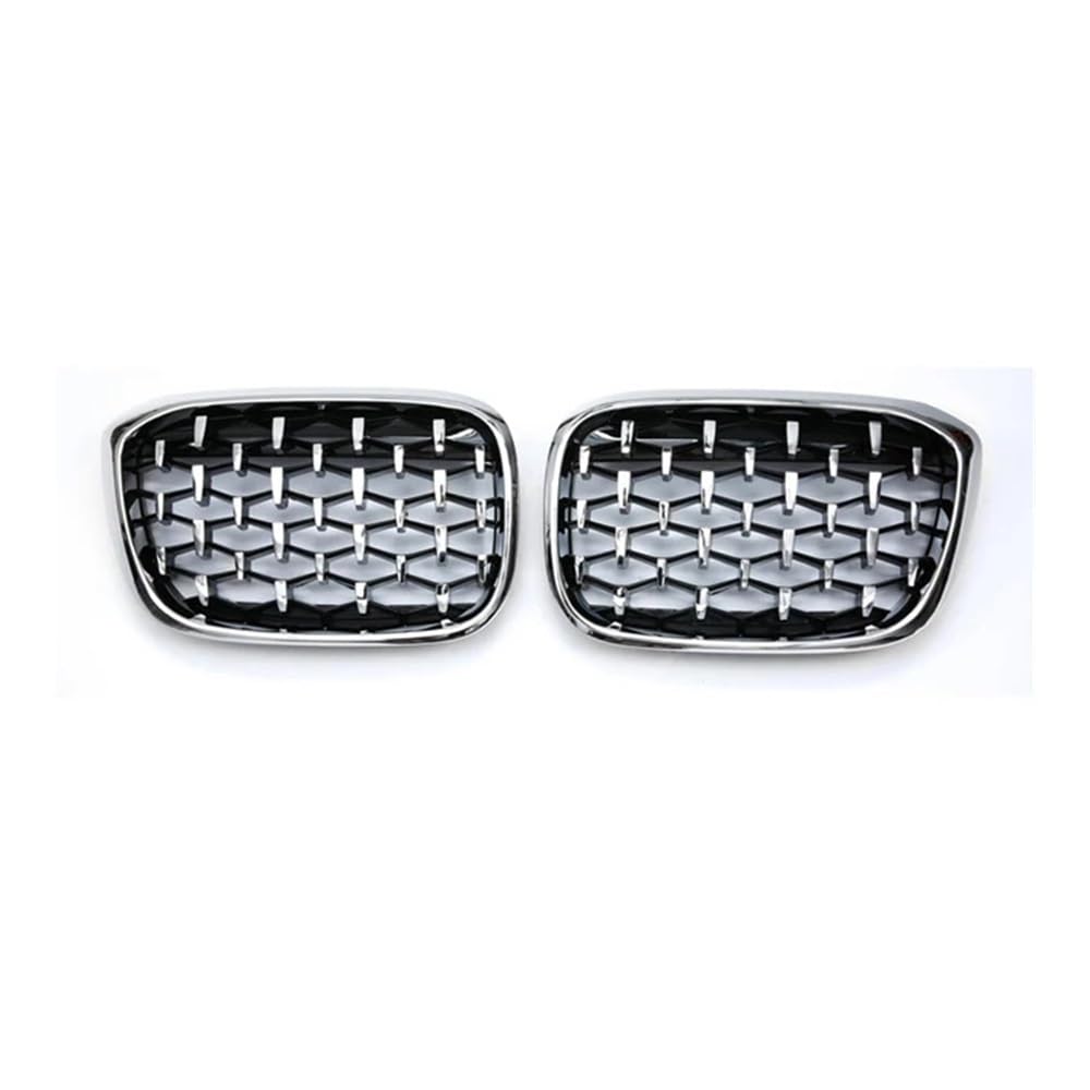 Fuicotto Auto Kühlergitter Diamant Auto Front Stoßstange Grill Trim Racing Gitter Nieren Kühlergrill Glanz Schwarz 2 Stücke Für BM&W Für X3 G01 G08 X4 G02 2018 2019 2020(All Silver) von Fuicotto