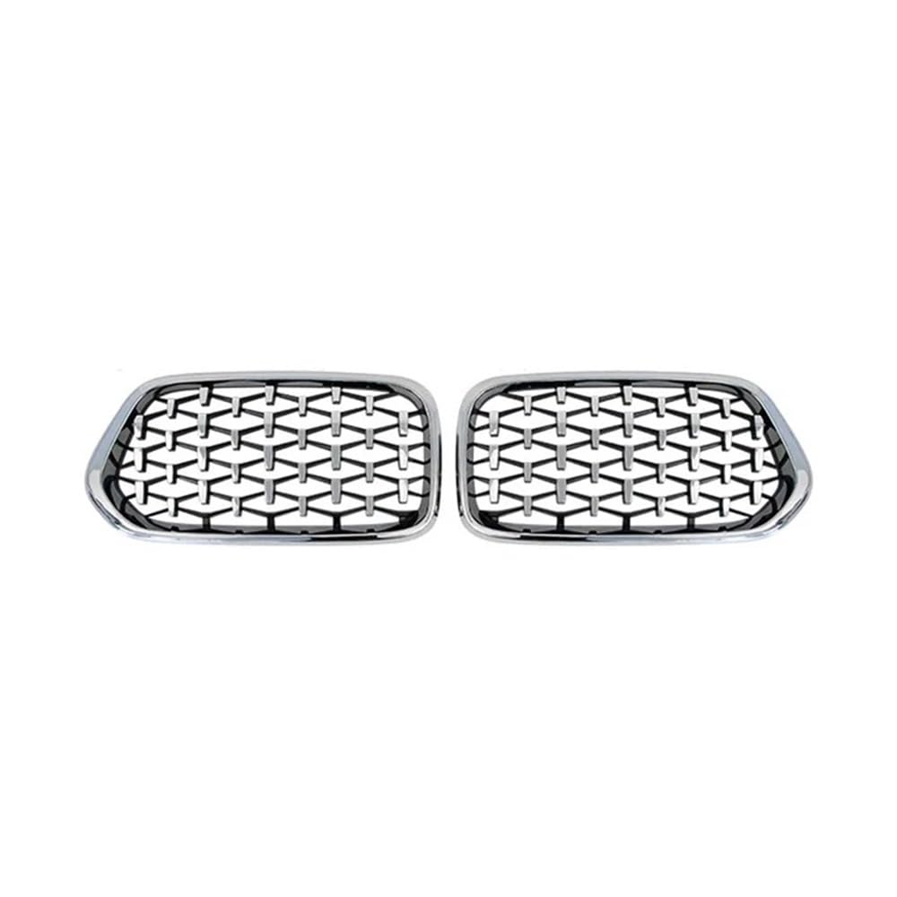 Fuicotto Auto Kühlergitter Diamant Auto Front Stoßstange Nieren Kühlergrill Racing Grill Glanz Schwarz Gitter Grills Trim Für BM&W Für X2 F39 2018 2019 2020 2021 2022(Silver) von Fuicotto