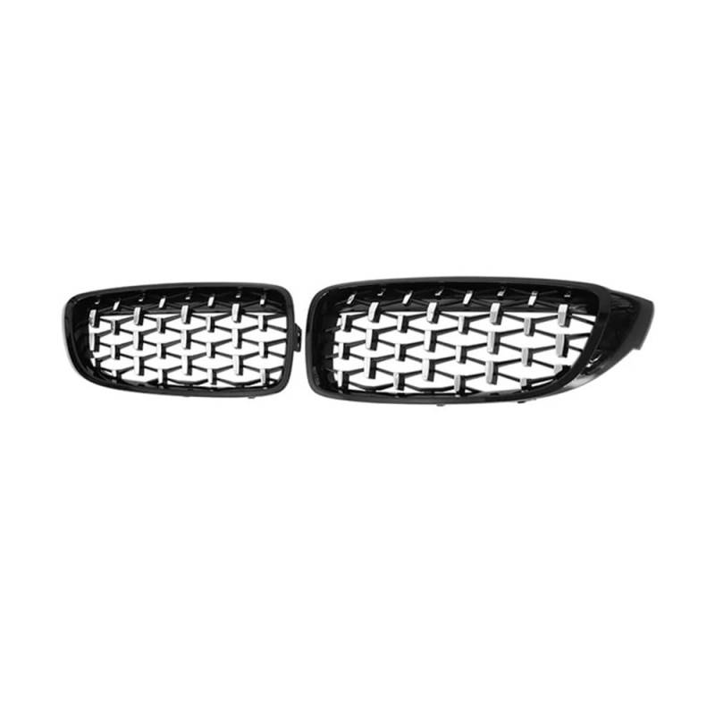 Fuicotto Auto Kühlergitter Diamantgitter Auto-Frontstoßstangengrill Für BM&W Für 4er F32 F33 F36 M3 F80 M4 F82 2012-2018 Schwarzer Rahmen Silberne Punkte Racing Grill(Black Silver) von Fuicotto