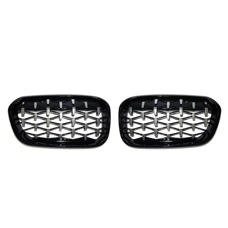 Fuicotto Auto Kühlergitter Für BM&W 1 Serie F20 F21 LCI 2016 2017 Auto Front Stoßstange Gitter Diamant Grill ABS Meteor Grills Nieren Ersatz Racing Grille(Black and Silver) von Fuicotto