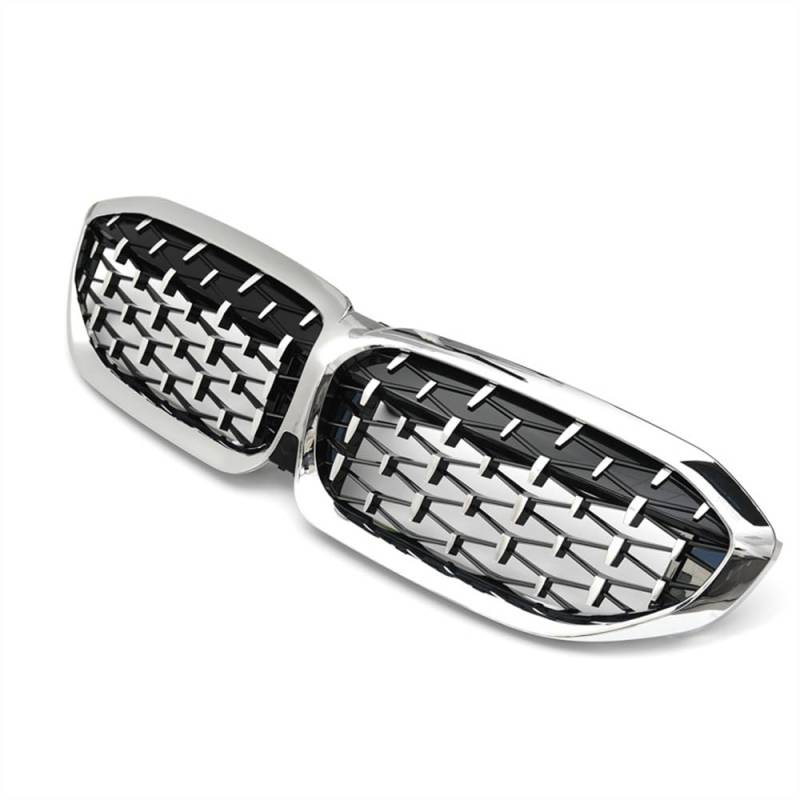 Fuicotto Auto Kühlergitter Für BM&W 3 Serie G20 G21 330i M3 340i 2019 2020 2021 2022 ABS Auto Diamant Auto Vorderen Stoßfänger Niere Grill Racing Grille(All Silver) von Fuicotto