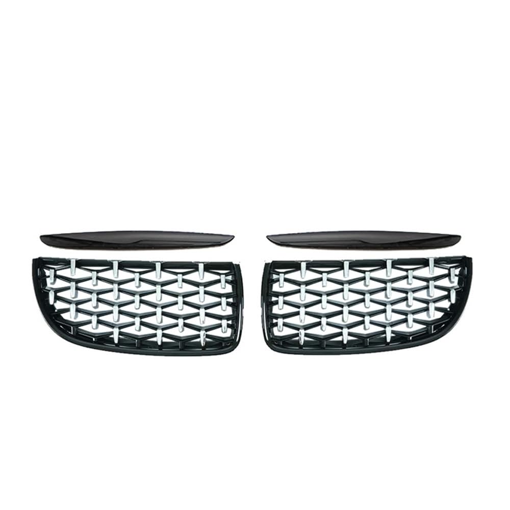 Fuicotto Auto Kühlergitter Für BM&W 3er E90 E91 320i 323i 328i 335i 2005 2006 2007 2008 Ersatz-Mesh-Meteorgitter Auto-Frontnierengitter Diamond Racing Grill(Black Silver) von Fuicotto