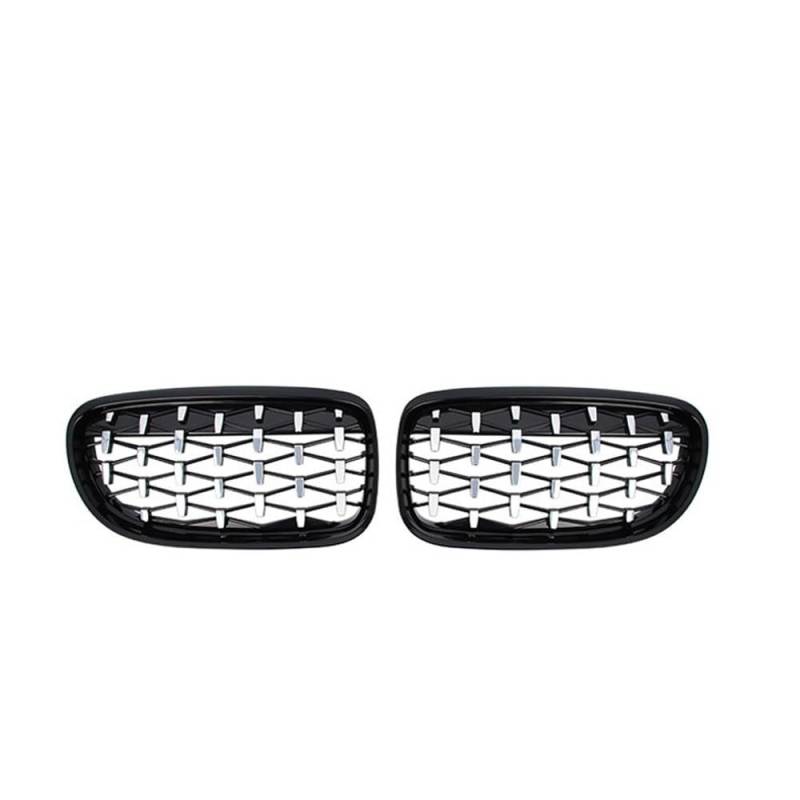 Fuicotto Auto Kühlergitter Für BM&W 3er E92 E93 LCI 2 Türen 2010–2013 Auto-Frontdiamant-Nierengrill Meteorschwarz Racing-Kühlergrill 51137254967 51137254968(Black and Silver) von Fuicotto