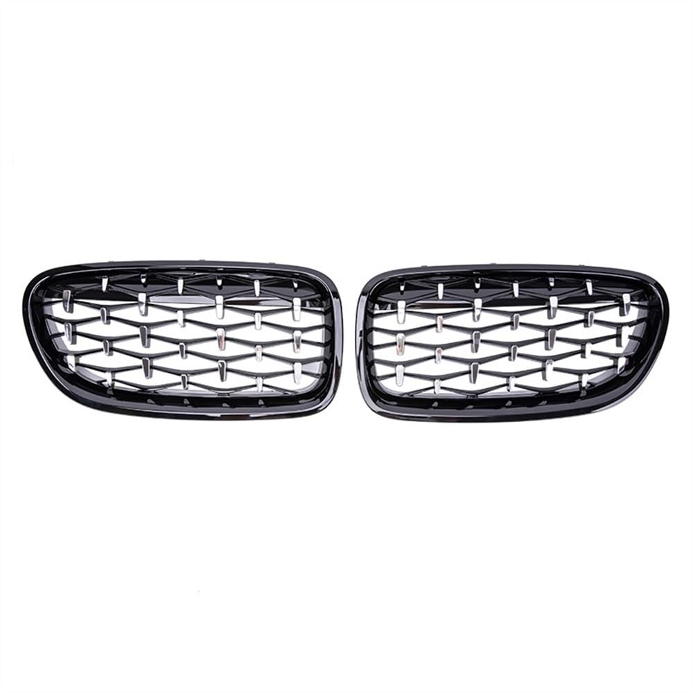 Fuicotto Auto Kühlergitter Für BM&W 5 Series F10 F11 F18 520 523 525 530i M5 2010–2017 Auto-Frontniere Stoßstangengrill Diamant-Stil Renngrill(Black and Silver) von Fuicotto