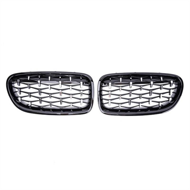 Fuicotto Auto Kühlergitter Für BM&W 5 Series F10 F11 F18 520 523 525 530i M5 2010–2017 Auto-Frontniere Stoßstangengrill Diamant-Stil Renngrill(Black and Silver) von Fuicotto