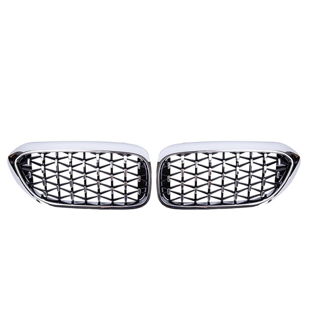 Fuicotto Auto Kühlergitter Für BM&W 5 Series G30 G31 G38 520i 530i 540i 2018 2019 2PCS Auto Racing Grill Meteor Diamant Stern Stil Front Niere Grille Stoßstange(Full Silver) von Fuicotto