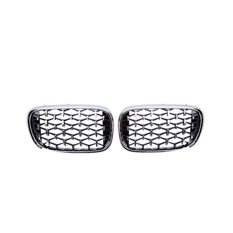 Fuicotto Auto Kühlergitter Für BM&W 7 G11 G12 730i 740i 750i 740e 725d 730d 2016-2020 Stoßstange Grills Ersatz Auto ABS Diamant Nieren Grill Racing Gitter(Sliver) von Fuicotto