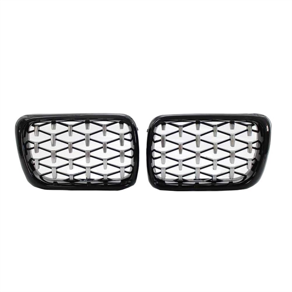 Fuicotto Auto Kühlergitter Für BM&W E36 3-Serie 318I 323I 328I M3 Diamant Grill Auto Front Niere Grille Stoßstange Gitter ABS Racing Grills 1997 1998 1999(Silver and Black) von Fuicotto