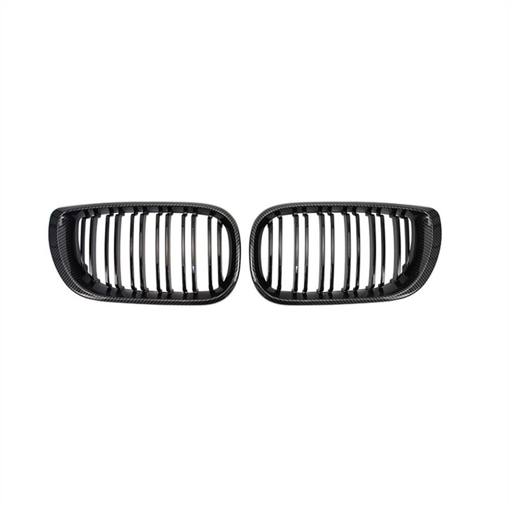 Fuicotto Auto Kühlergitter Für BM&W E46 3 Serie Carbon Niere Grills Grille Racing Grill Auto Vorderen Stoßstange Gitter 2002 2003 2004 2005 4 Tür ABS Dual Linie(Kohlefaser) von Fuicotto