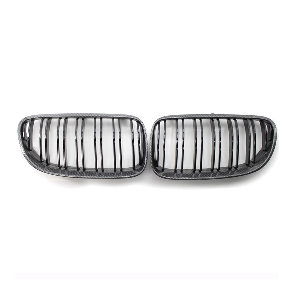 Fuicotto Auto Kühlergitter Für BM&W E92 E93 2 Türen 320I 328i 335i 2 Türen 2010 2011 2012 Frontgrill Nierengrill Auto Styling Schwarz Glänzend Dual Line(Kohlefaser) von Fuicotto