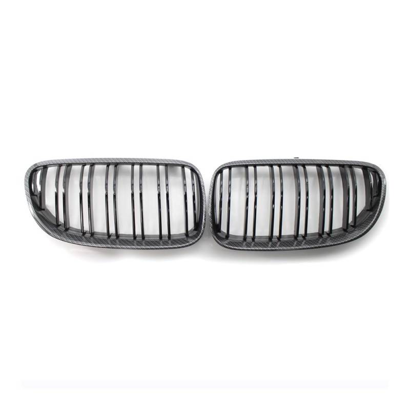 Fuicotto Auto Kühlergitter Für BM&W E92 E93 2 Türen 320I 328i 335i 2 Türen 2010 2011 2012 Frontgrill Nierengrill Auto Styling Schwarz Glänzend Dual Line(Kohlefaser) von Fuicotto