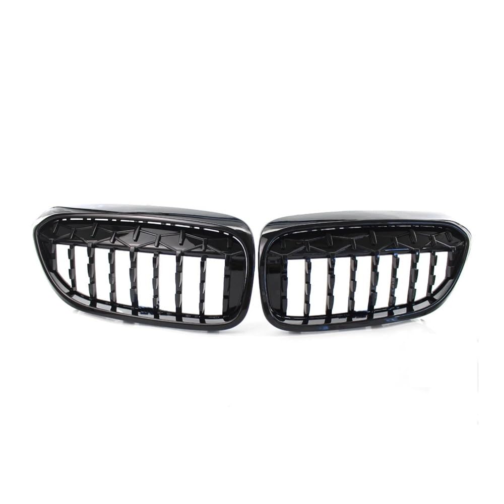 Fuicotto Auto Kühlergitter Für BM&W Für 5 Series Für G30 G38 525i 528i 530i 540i 2017-2020 Auto Diamant Grills Front Nierengrill Chrom Mesh Grille Auto Styling(Schwarz glänzend) von Fuicotto