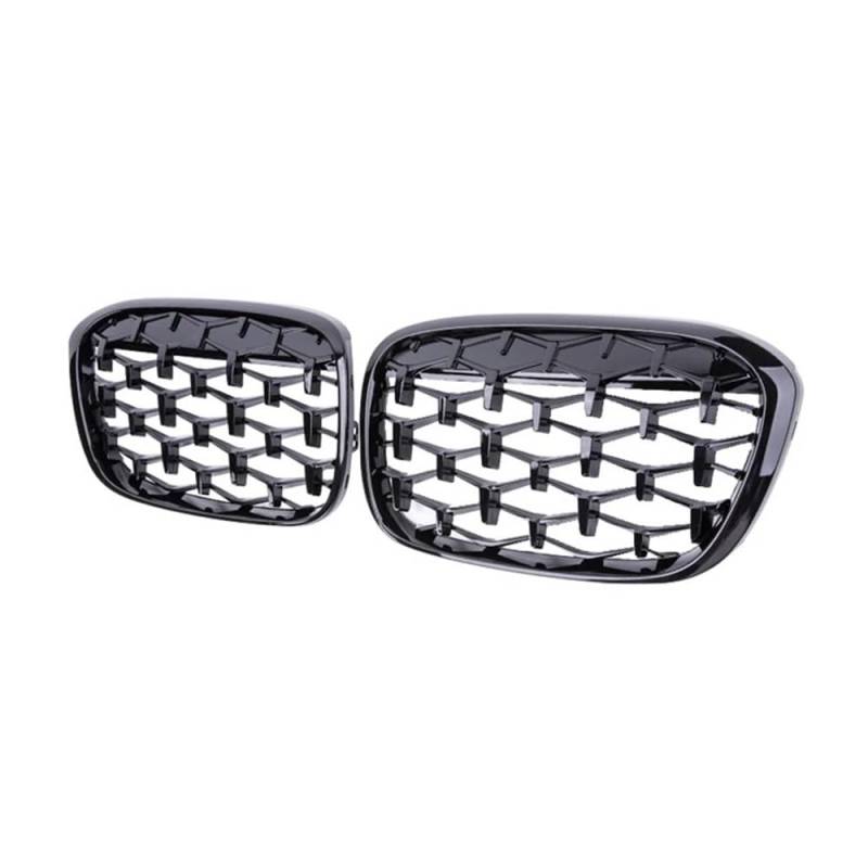 Fuicotto Auto Kühlergitter Für BM&W Für X1 F48 F49 2016 2017 2018 2019 Auto Diamant Front Niere Kühlergrill Racing Grill Glanz Schwarz Grills Grills Auto Styling(Full Black) von Fuicotto