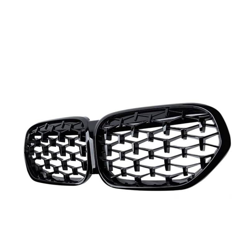 Fuicotto Auto Kühlergitter Für BM&W X1 F48 LCI 2020 2021 2022 Glanz Schwarz Auto Front Niere Stoßstange Grille Diamond Racing Grills Ersatz(Black) von Fuicotto