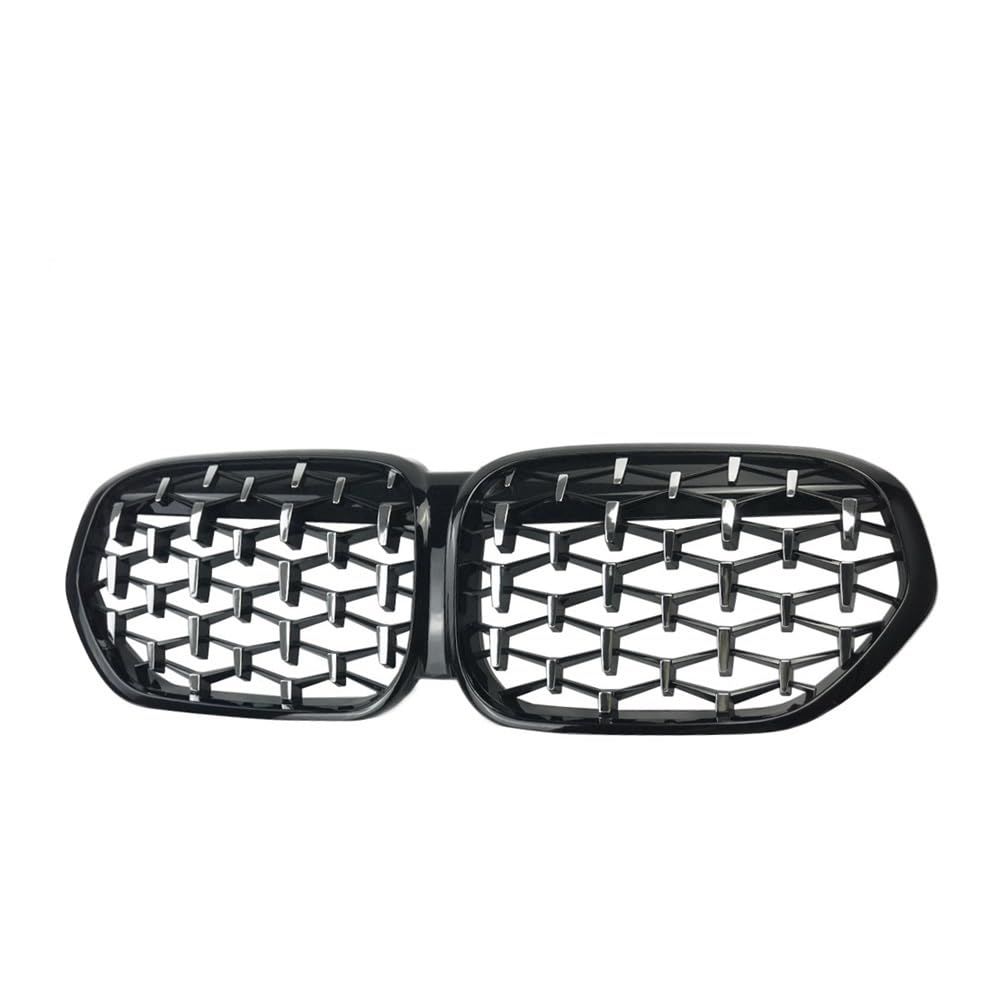 Fuicotto Auto Kühlergitter Für BM&W X1 F48 LCI 2020 2021 2022 Glanz Schwarz Auto Front Niere Stoßstange Grille Diamond Racing Grills Ersatz(Black and Silver) von Fuicotto