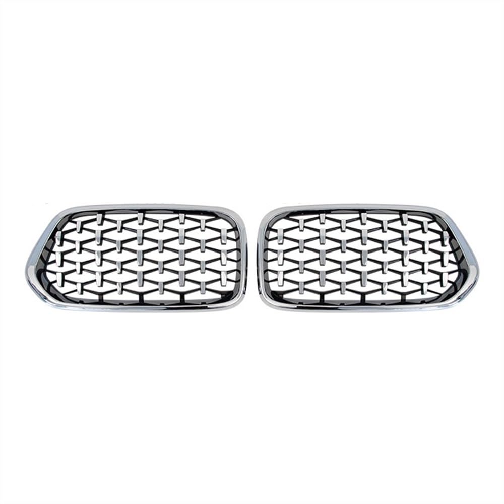 Fuicotto Auto Kühlergitter Für BM&W X2 F39 Glanz Schwarz Gitter Grills Trim Zubehör 2018 2019 2020 2021 2022 Diamant Auto Vorderen Stoßfänger Niere Grille Racing Grill(Silver) von Fuicotto