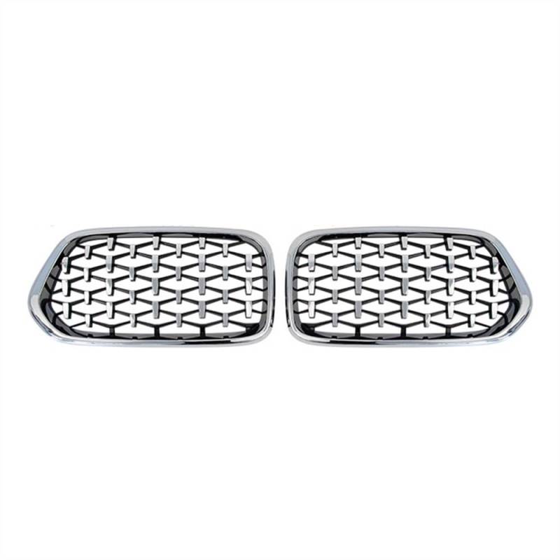 Fuicotto Auto Kühlergitter Für BM&W X2 F39 Glanz Schwarz Gitter Grills Trim Zubehör 2018 2019 2020 2021 2022 Diamant Auto Vorderen Stoßfänger Niere Grille Racing Grill(Silver) von Fuicotto