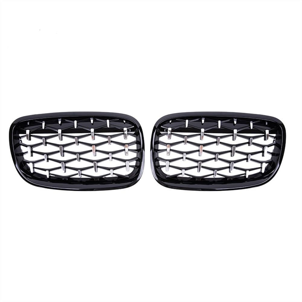 Fuicotto Auto Kühlergitter Für BM&W X5 X6 E70 E71 2008 2009 2010 2011 2012 2013 Diamant-Nierengitter Renngrills Frontgrills Ersatz Für Auto-Styling-Gitter(Black Silver) von Fuicotto