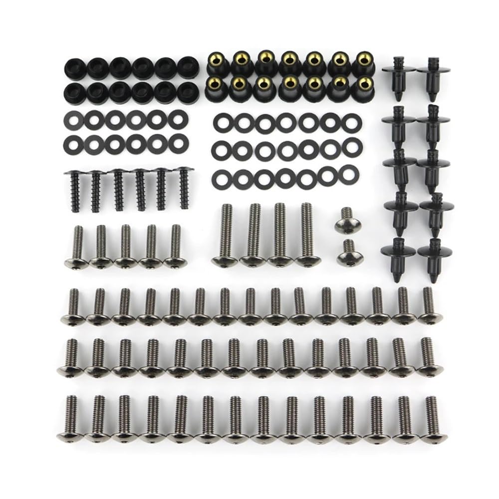 Fuicotto Karosserieschrauben Für K&awasaki Für Ninja Für ZX-6R Für ZX6R Für ZZR600 Für ZX-6RR Für ZX-9R Für ZX9R Komplette Volle Verkleidung Bolzen Kit Clips Schraube (Color : ZX-6R 98-02 Gray) von Fuicotto