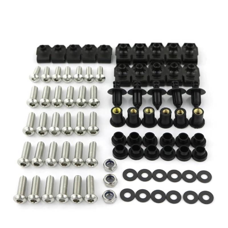 Fuicotto Karosserieschrauben Für Y&amaha Für YZFR1 Für YZF R1 1998 1999 2000 2001 Motorrad Komplette Volle Verkleidung Schrauben Kit Verkleidung Clips Edelstahl (Color : Original Silver) von Fuicotto