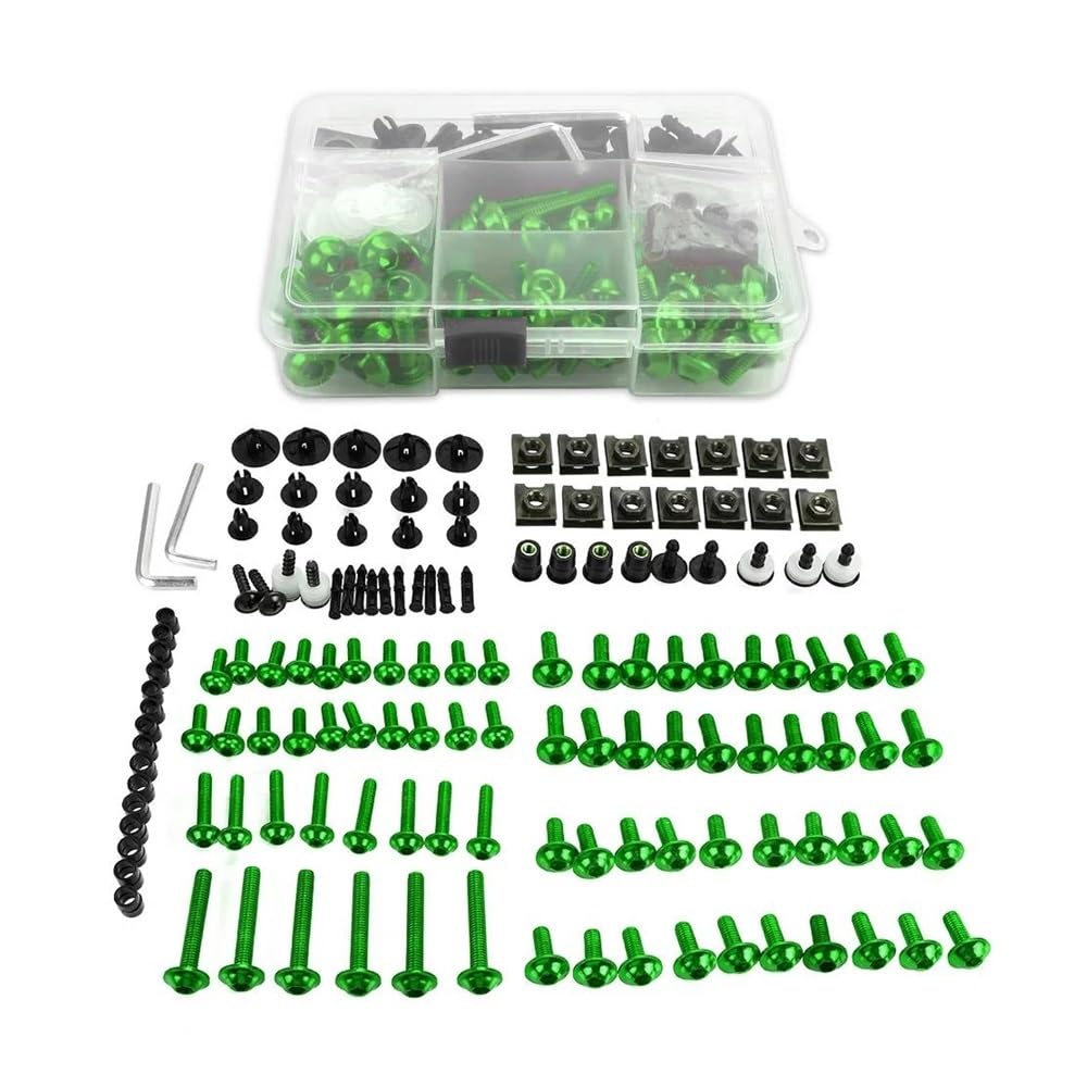 Karosserieschrauben Für Hon┐da Für XLV 600 650 700 TRANSALP Für NX 650 FMX 650 Für XRV650 Für TRX 300EX Karosserie Aluminium Voll Verkleidung Bolzen Kits Schrauben(Green) von Fuicotto