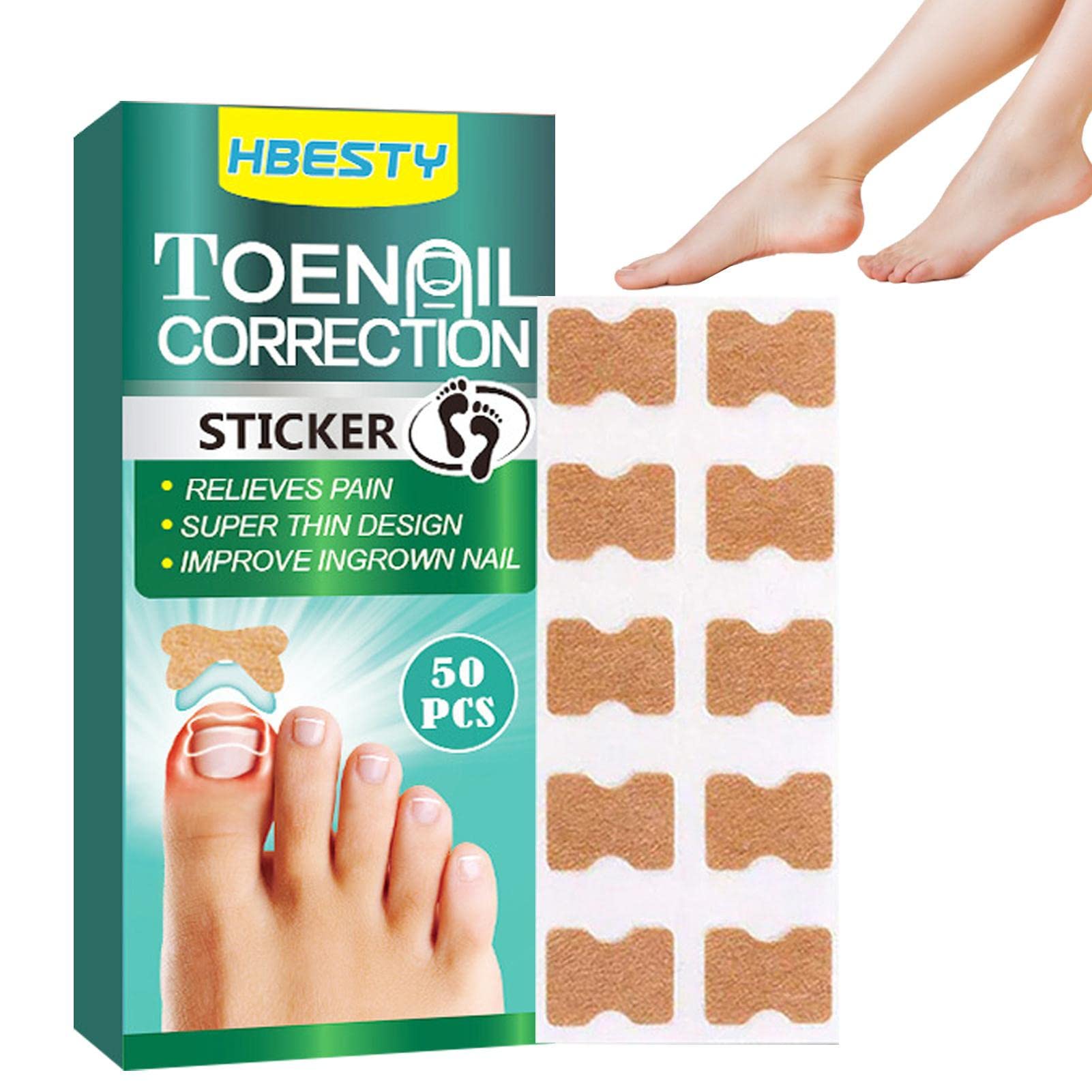 Eingewachsener Zehennagel Patch, 50 Stücke Korrekturpflaster Für Die Nagelpflege, Fußpflege Behandlung Pediküre Tool, Elastisch Nagelpflaster Gebogene Zehennägel Spange von Fukamou