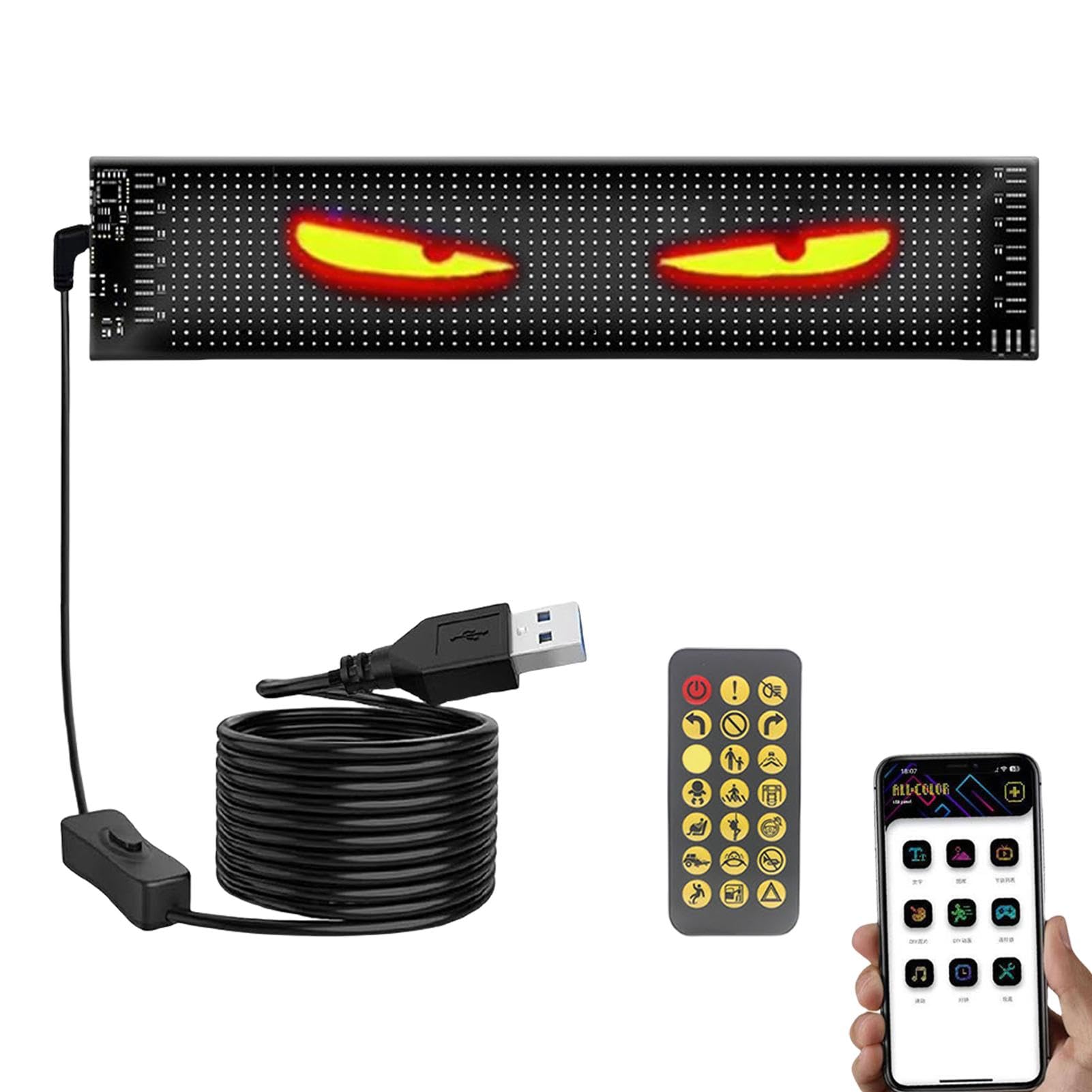 Fukamou Devil Eyes Licht Für Autos, Augenlampe Soft Screen Für Auto - Soft Screen Devil Eyes Autolichter | Bunte Autolampe, Intelligente- Autobeleuchtung Für Fahrzeuge, Geschäfte, Hotels von Fukamou