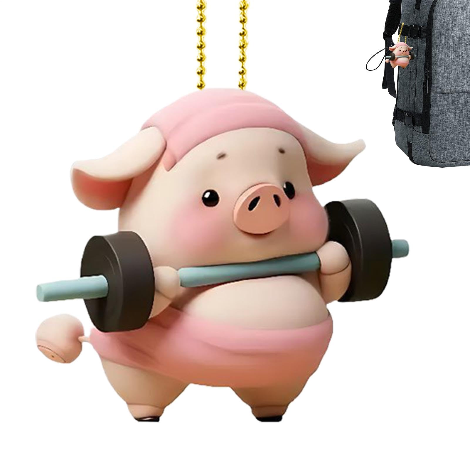 Fukamou Schweine-Autozubehör,Schwingende -Schweine-Autoverzierung | Glücksschwein-Accessoires-Ornament,Acryl-Auto-Innendekoration, 2D-Rückspiegel-Anhänger Für Kinder Und Frauen von Fukamou