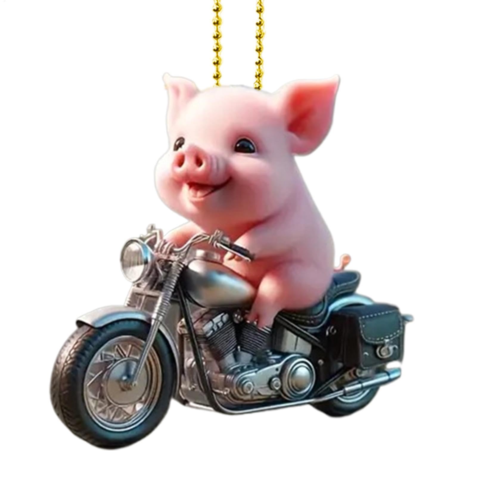 Fukamou Schweine-Autozubehör,Schwingende -Schweine-Autoverzierung | Glücksschwein-Accessoires-Ornament,Acryl-Auto-Innendekoration, 2D-Rückspiegel-Anhänger Für Kinder Und Frauen von Fukamou