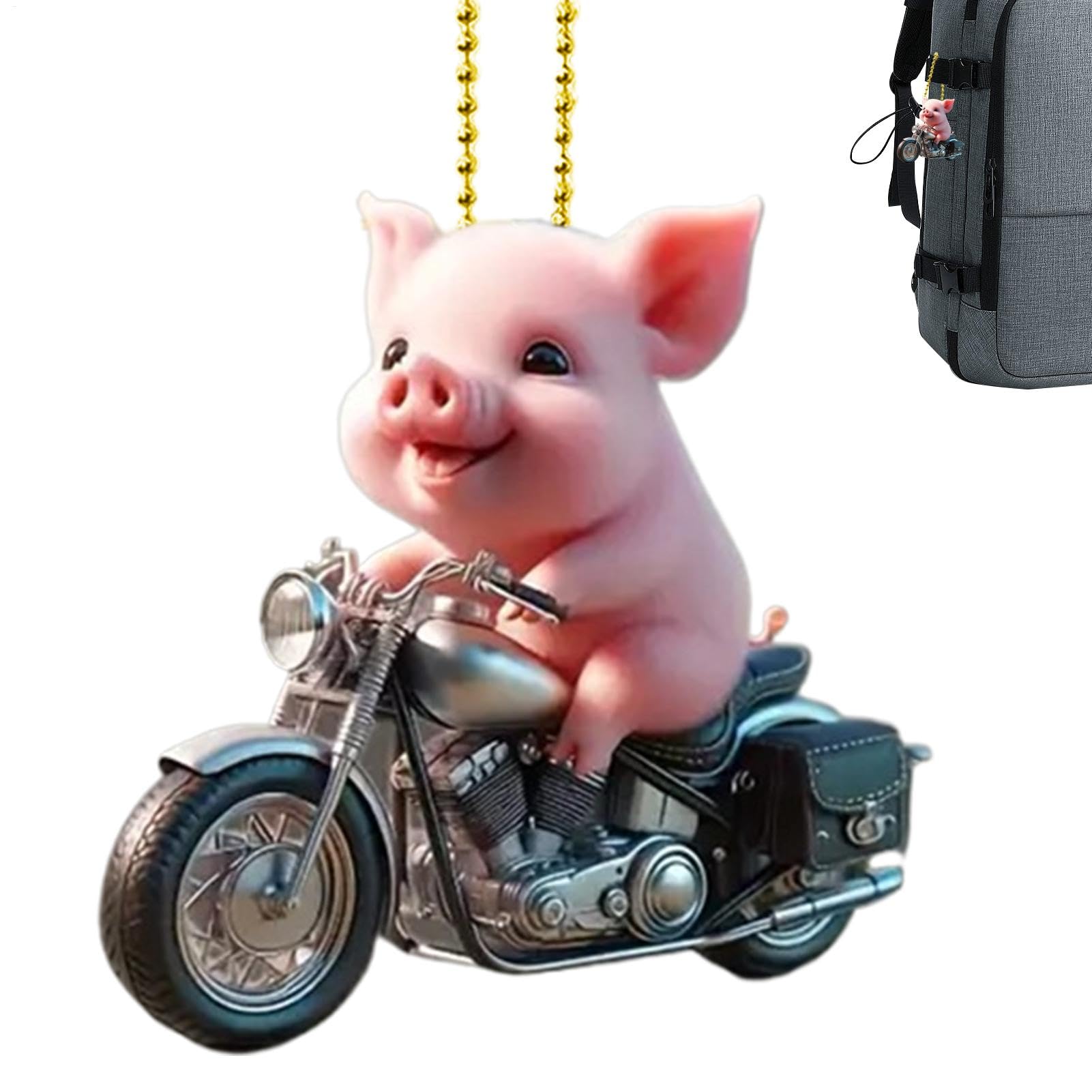 Fukamou Schweine-Rückspiegel-Anhänger, Schweine-Auto-Anhänger | Niedliche Schwein-Rückspiegel-Anhänger-Dekoration,Acryl 2D -Lustiger Schwein Weihnachtsbaum Anhänger Für Kinder Frauen Für Auto, Zuhause von Fukamou