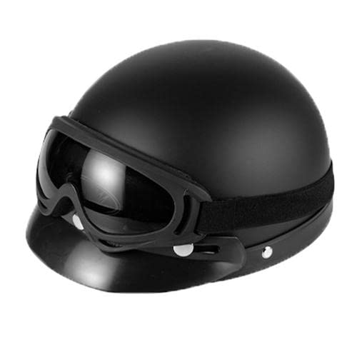 Motorradhelm Mit Schutzbrille, Vintage Helme, Verstellbarer Halbschalenhelm, Leichter Touren Fahrradhelm Für Damen & Herren, 28 X 16 cm (Material: ABS+PU) von Fukamou