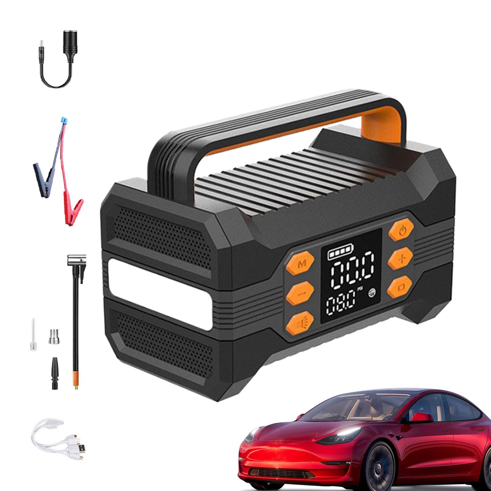 Autostarter mit Luftkompressor, Autobatterie-Starter-Jumper,Autobatterie-Starter und Luftkompressor - 10000-mAh-Autobatterie-Ladegerät-Sprungbox von Fulenyi