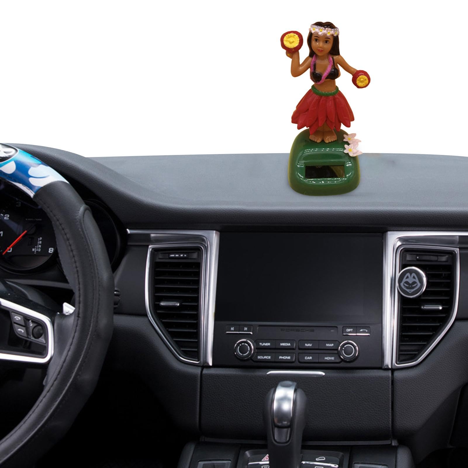 Fulenyi Auto-Armaturenbrett-Zubehör niedlich,Hawaii-Mädchen-Miniatur-Puppenfiguren - Spielzeug-Armaturenbrett-Ornamente mit schüttelndem Kopf, solarbetriebene Sammlerfiguren, Auto-Innenzubehör von Fulenyi