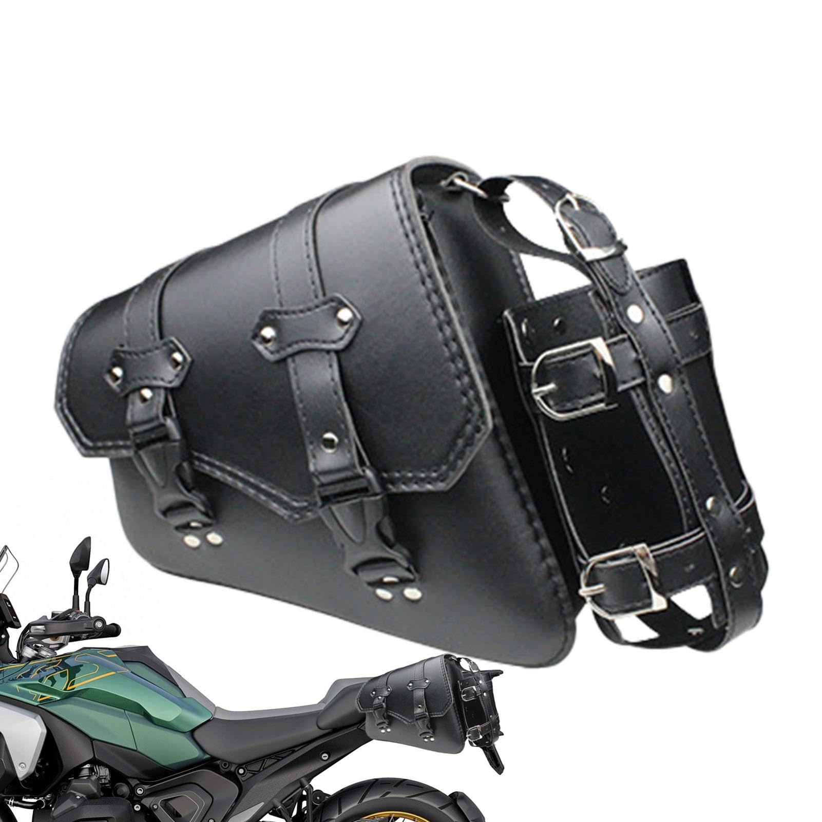 Fulenyi Motorrad-Gepäcktasche – Motorrad-Seitensatteltasche, wasserdichte Leder-Motorrad-Seiten-Werkzeugtasche mit Flaschenhalter für Wartungsausrüstung von Fulenyi