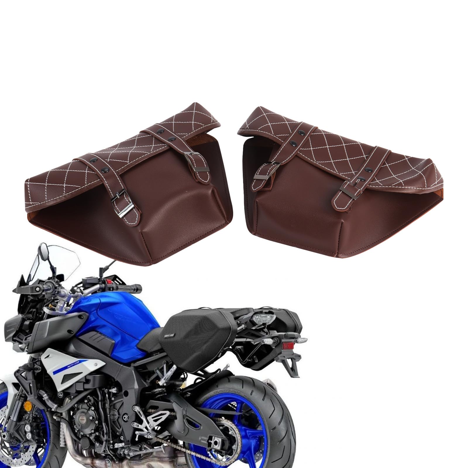 Fulenyi Motorradgepäcktaschen, Vintage-Motorradgepäcktasche, PU-Leder-Motorradtaschen, Motorradzubehör, Aufbewahrungstasche für die meisten Gepäckträger von Fulenyi
