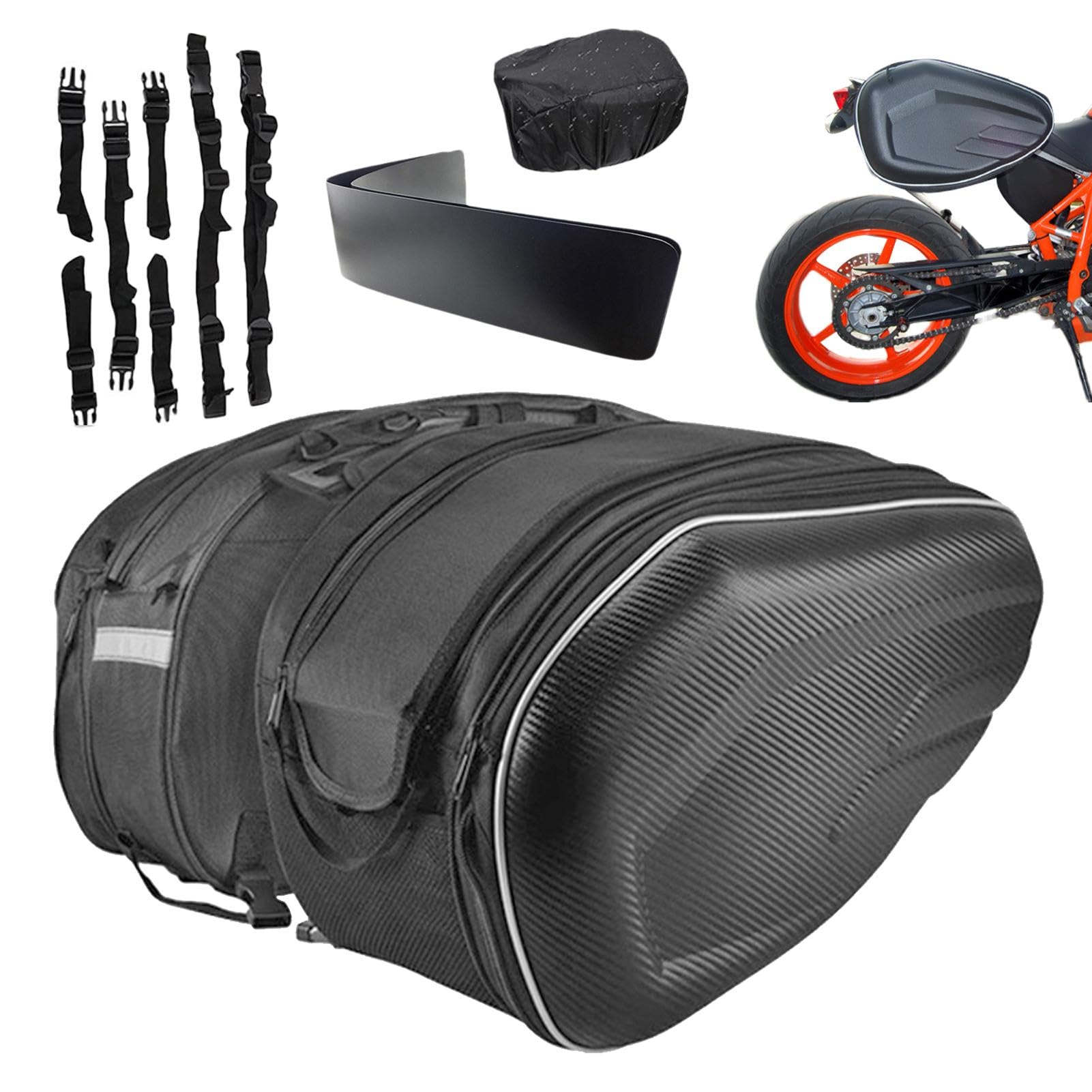 Motorrad-Werkzeugtasche, Motorrad-Seitentasche - Erweiterbare Motorrad-Aufbewahrungstasche aus PU-Leder,2 Stück erweiterbare wasserdichte Packtaschen-Hecktasche mit großem Fassungsvermögen für von Fulenyi
