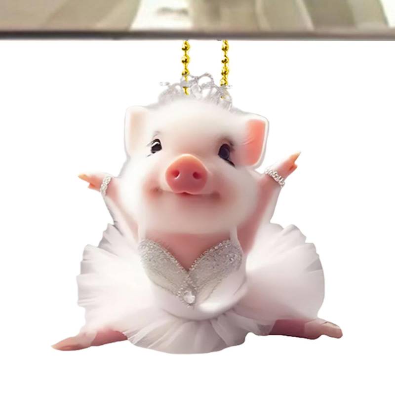 Schweine-Autozubehör,Schwingende Schweine-Autoverzierung | Glücksschwein-Accessoires-Ornament,Acryl-Weihnachtsbaumschmuck, Rückspiegel-Anhänger für Auto, Zuhause von Fulenyi